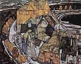 Egon Schiele The House Bend or Island City literally the house elbow painting